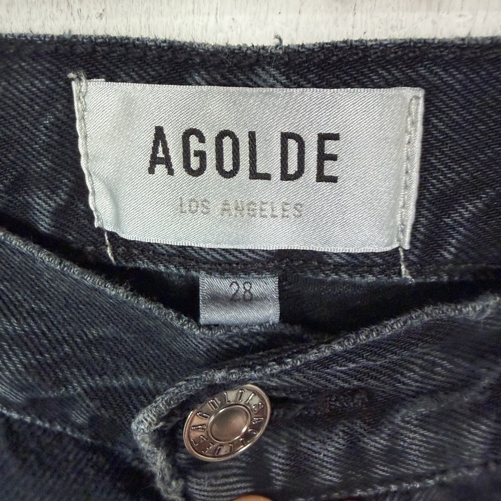 Agolde 90s Pinch Waist Jeans High Rise Straight SZ 28 (Fits 30") Buttonfly Black - Picture 11 of 15